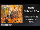 Campement de trappeurs en forêt